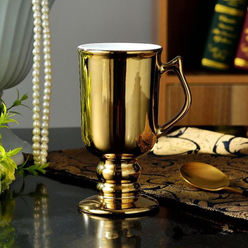 Xing Kilo Irish Golden Coffee Cup Nordic Golden Ceramic Cup Royal Court Gold Cup Christmas Gift Holiday Gift T191024281Z