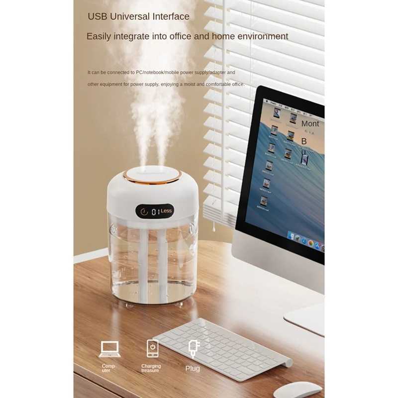 Humidifiers USB Humidifier Diffuser Cool Mist Humidifier With Atmosphere Light 4500Ml For Spa Home Office YQ240122