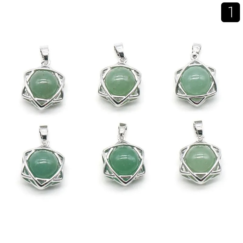 Breloques hexagramme en pierre de cristal naturel, 10mm, améthyste, Aventurine, Quartz Rose, pendentifs en perles, bijoux de collier à faire soi-même