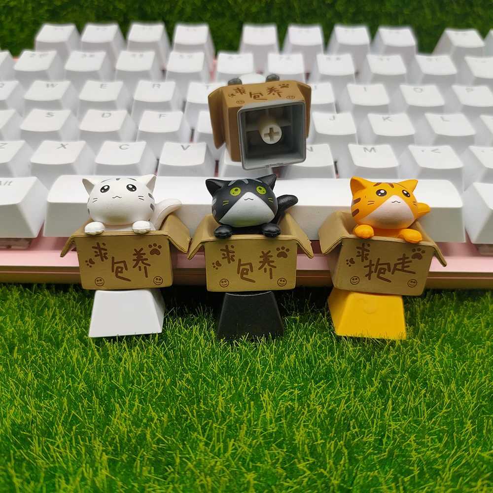 Клавиатуры Cute Cat Kawaii Пользовательские клавиши клавиатуры Cherry Mx Esc Anime Artisan Розовые колпачки для механической клавиатуры Oem Колпачки для ключей с перекрестным валом YQ240123