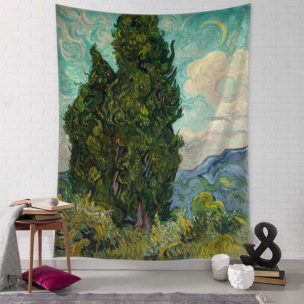 Wandtapijten Tuinpad Tapijt Muur Hangend Van Gogh Olieverfschilderij Abstract Mystic Tapiz Hekserij Woonkamer Slaapkamer Decor