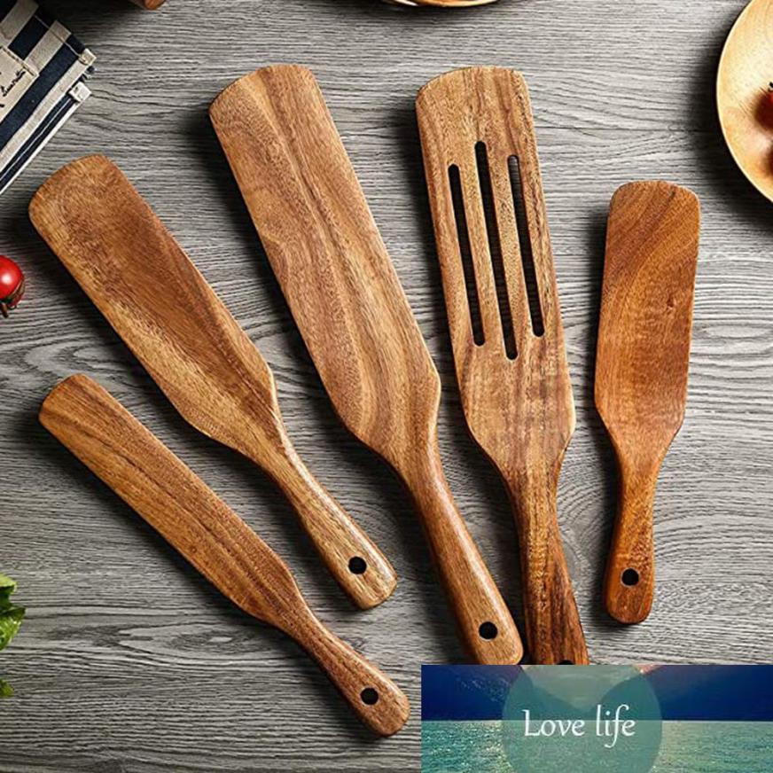 Ensemble d'ustensiles de cuisine en bois d'acacia, ustensiles de cuisine antiadhésifs en bois, spatule à fente Spatula255W