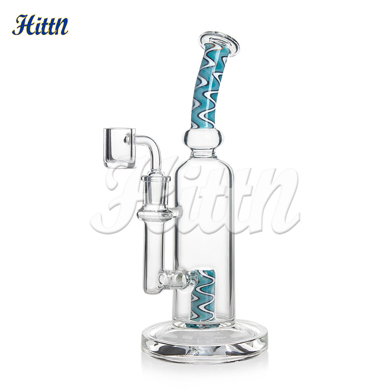 Hittn Glass Dab Rig Sigrages à huile de haute qualité 9,5 pouces Bong de verre de couleur américaine avec accessoires de banger de quartz 14 mm