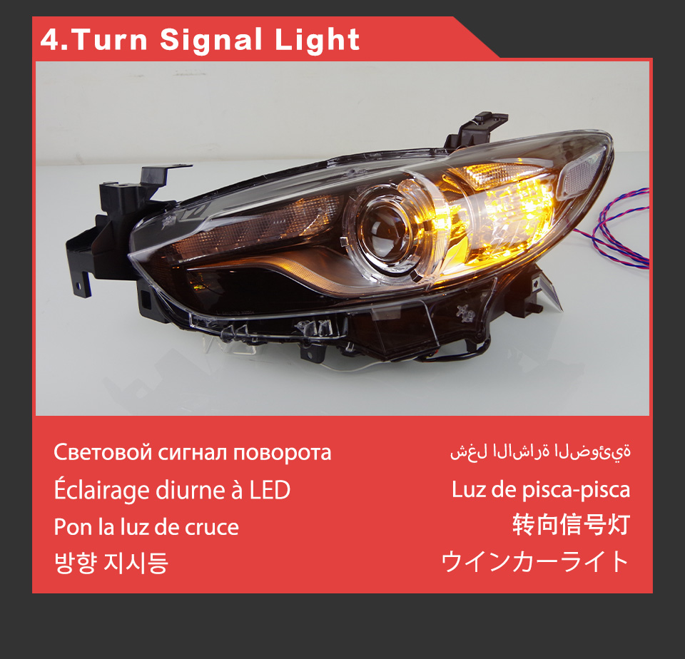 Phare de voiture diurne pour Mazda 6 Atenza phare LED 2013-2017 clignotant double faisceau lentille de lampe