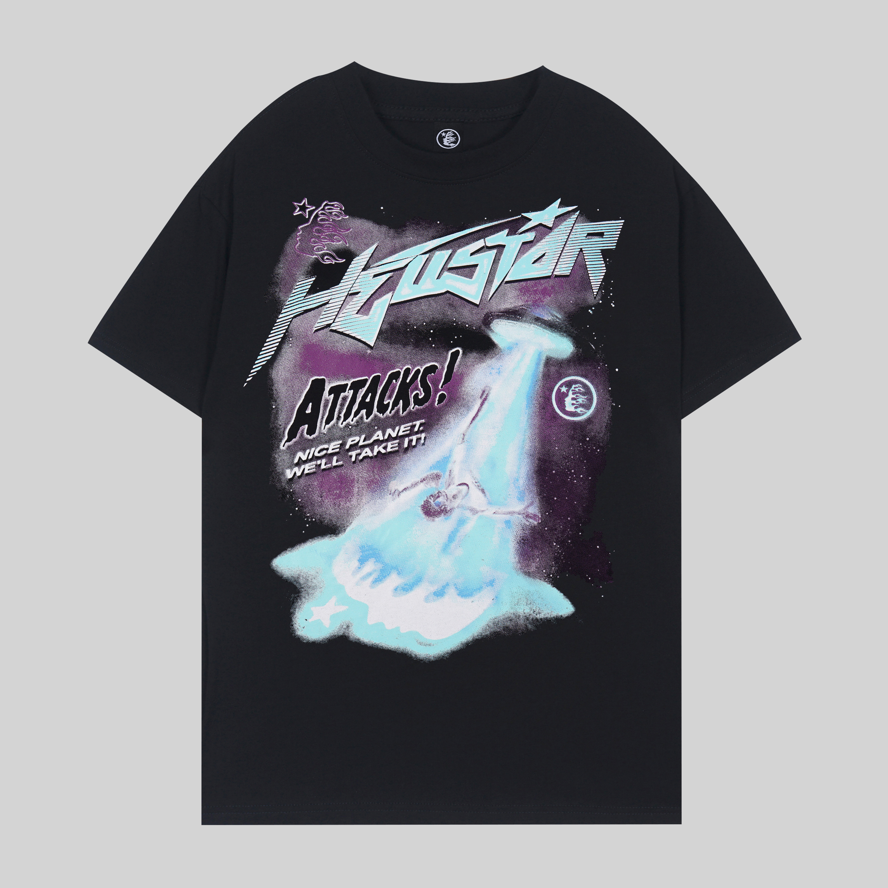 Neues Hellstar Alien Art Print T-Shirt T-Shirt T-Shirt Herren Damen T-Shirts Grafik T-Shirt Hipster gewaschener Stoff Street Graffiti Schriftzug Folie Herren Plus Size SMLXL2XL3XL