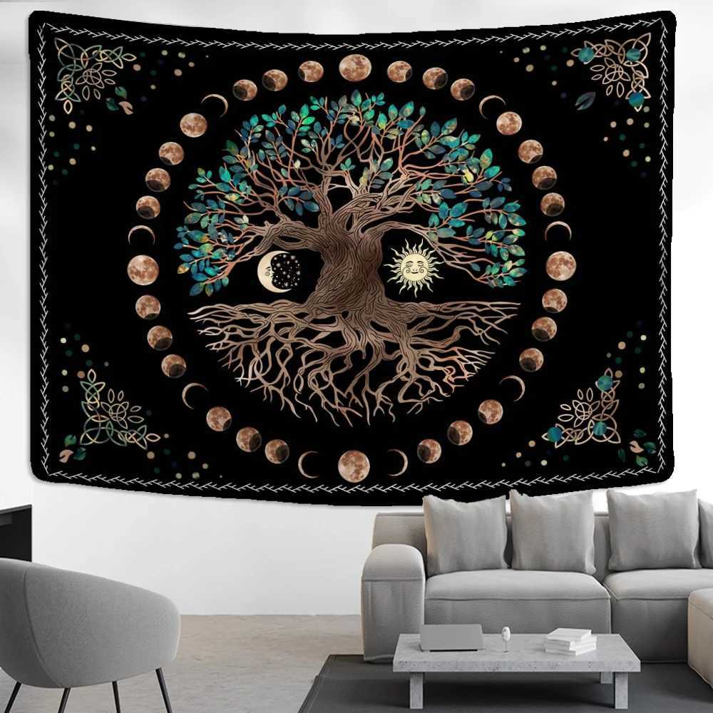 Wandtapijten Levensboom Tapijt Zon En Maan Wandtapijten Tarot Waarzeggerij Muur Opknoping Boho Esthetische Kamer Decor Spirituele Yoga Dekens L2401