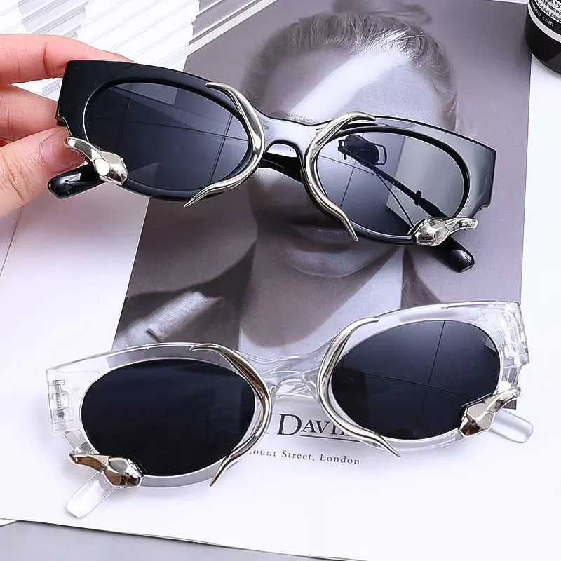 Neue Y2k Sonnenbrille mit Schlangen Mode Vintage Oval Damen Shades Brillen Retro Luxus Markendesign Uv400 Sonnenbrille 230920