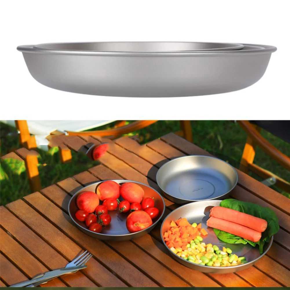 Camp Kitchen Hot Camping Zestaw Zestaw Ultralight Titanium Stołka stołowa naczynia stołowe Food Patel Dish Outdoor Picnic Bush Curing Travel Travel Equi YQ240123