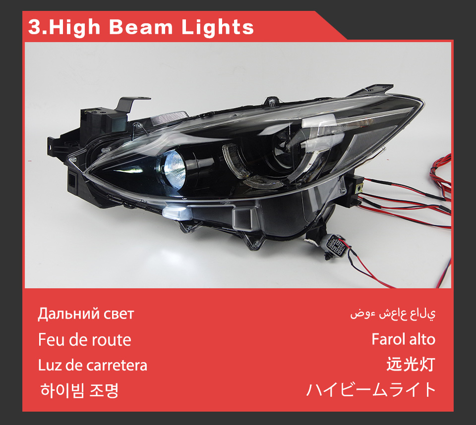 Led-dagrijverlichting Richtingaanwijzer Head Light voor Mazda 3 Auto Koplamp 2013-2016 Axela Grootlicht Lamp lens