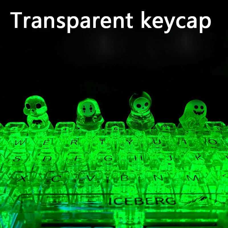 Keyboard Halloween Temat Ghost Keycap Ręcznie wykonanie Oś Krzyża Półprzezroczysta mechaniczna klawiatura biżuteria Prezent Keycap YQ240123