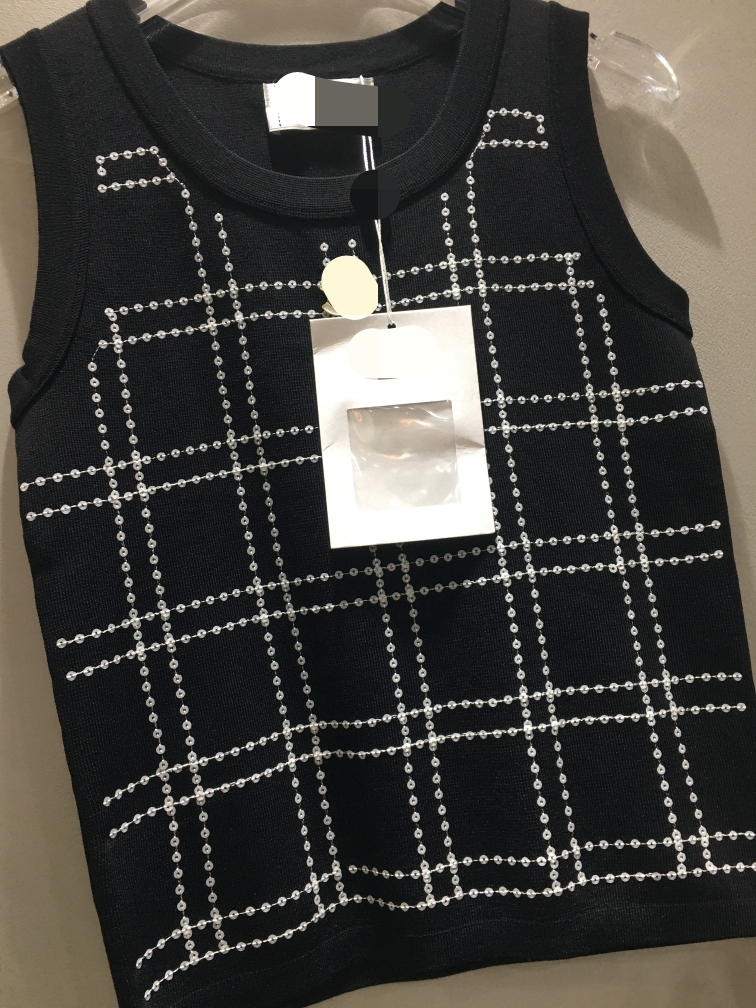 1012 2024 pista de verão marca mesmo estilo camisola sem mangas preto branco tripulação pescoço roupas moda alta qualidade das mulheres nanyou