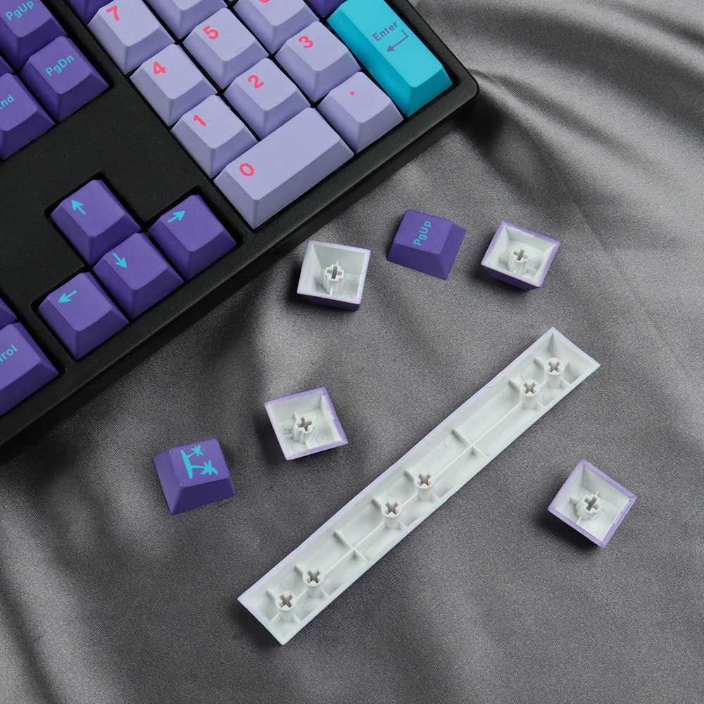 Tastiere Tastiere Gmk Vaporwave Large Set Cherry Profile Pbt Keycap Dye-Sub Copritasti con personalità personalizzata inglese tastiera meccanica 61/64/68/75 YQ240123