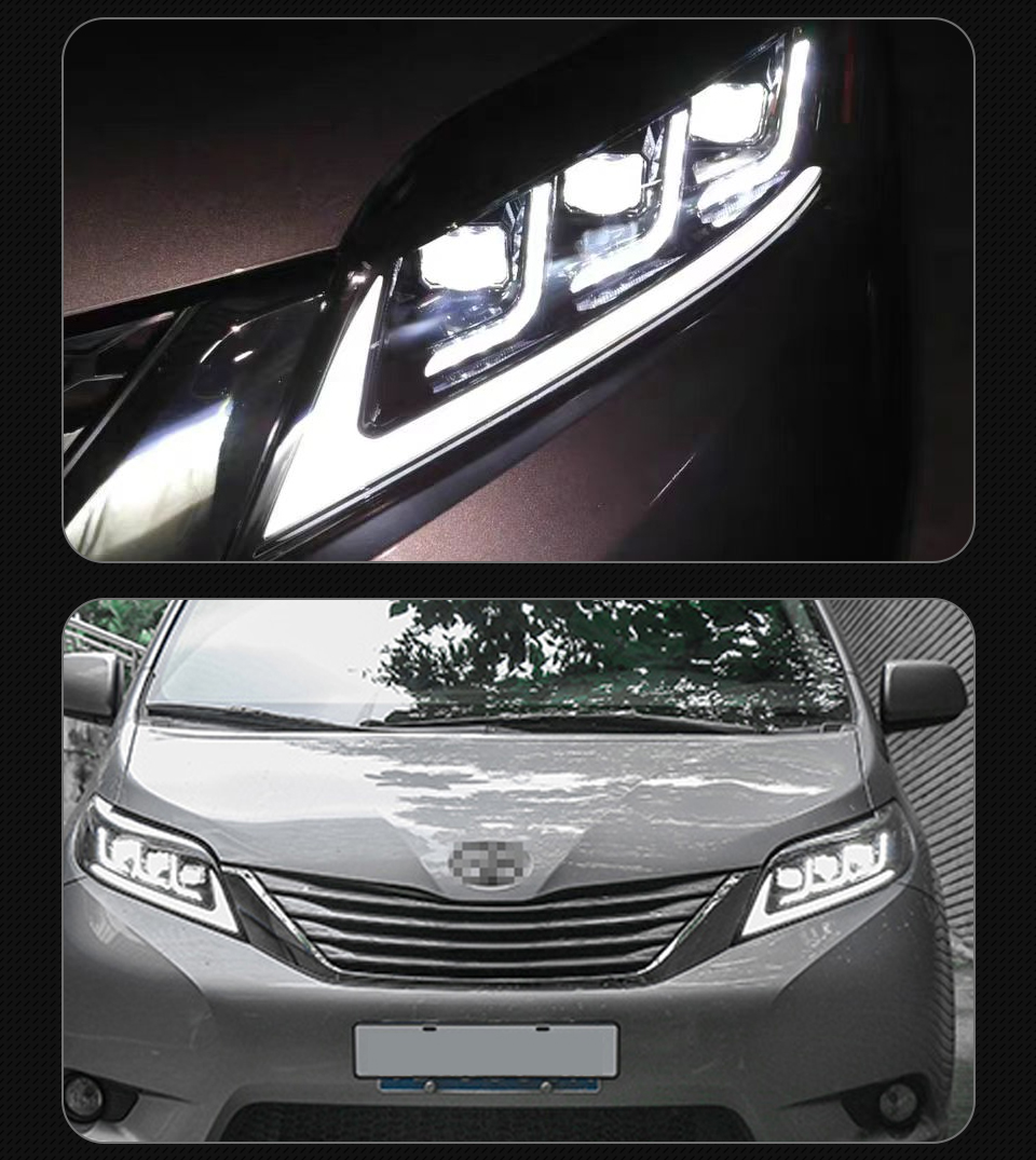 Auto Toyota Sienna 2011-20 19 LED Aggiornato Lampada Frontale DRL Indicatori di direzione dinamici Gruppo lampada frontale