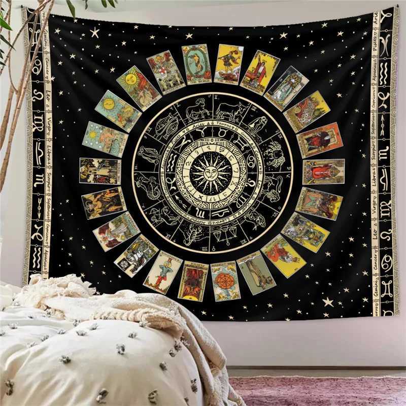 Tapisseries Soleil et Lune Tapisserie Bohème Tenture Murale Feuilles Indien Rétro Tapisserie Tapis Mural Décoration De La Maison D'été Serviette De Plage L240123