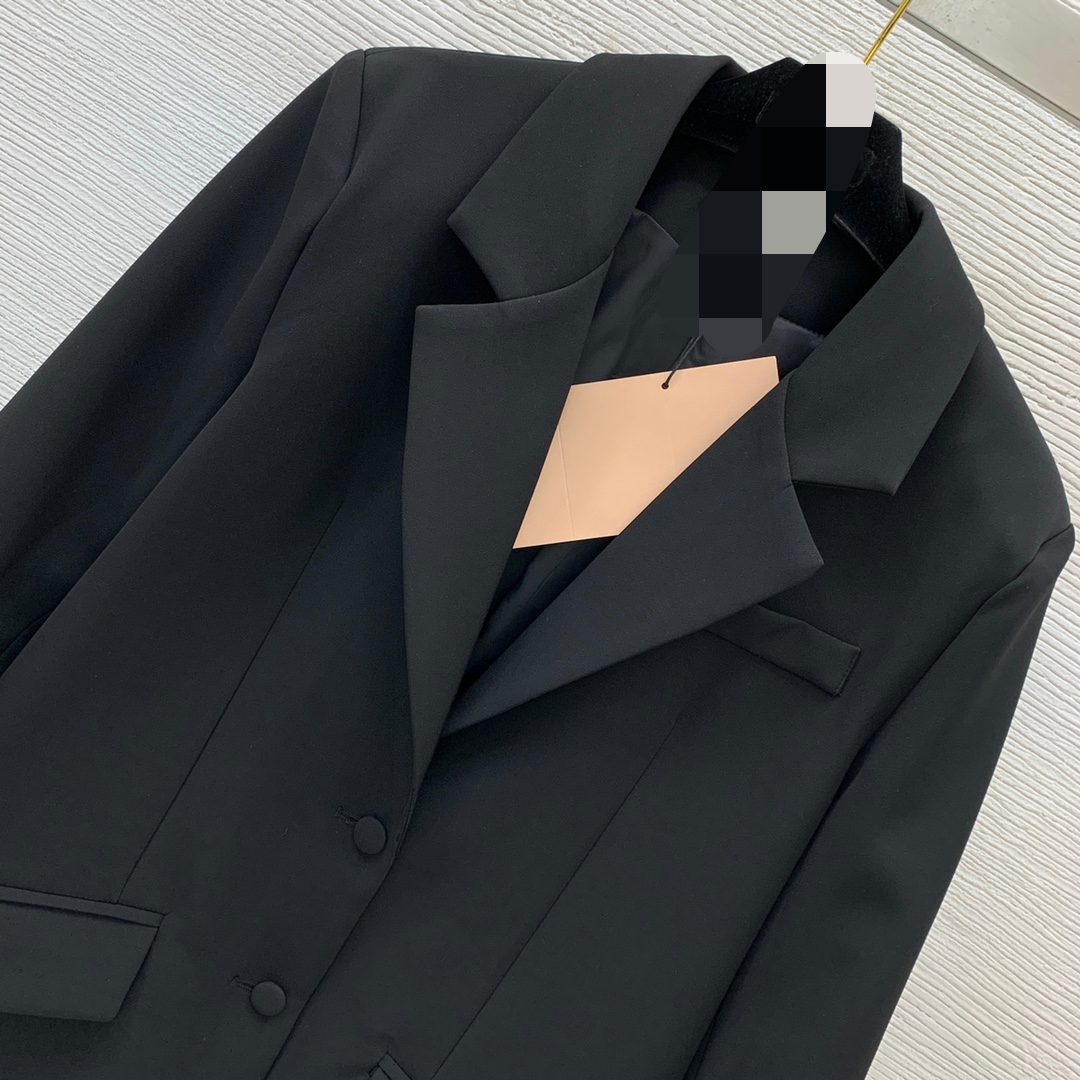 11008 XXL 2024 Spring Autumn Milan Runway Coat Jackets Long Sleeve Black Lapel Neck High Quality Button Fashion Womens Clothes weiniD24070838