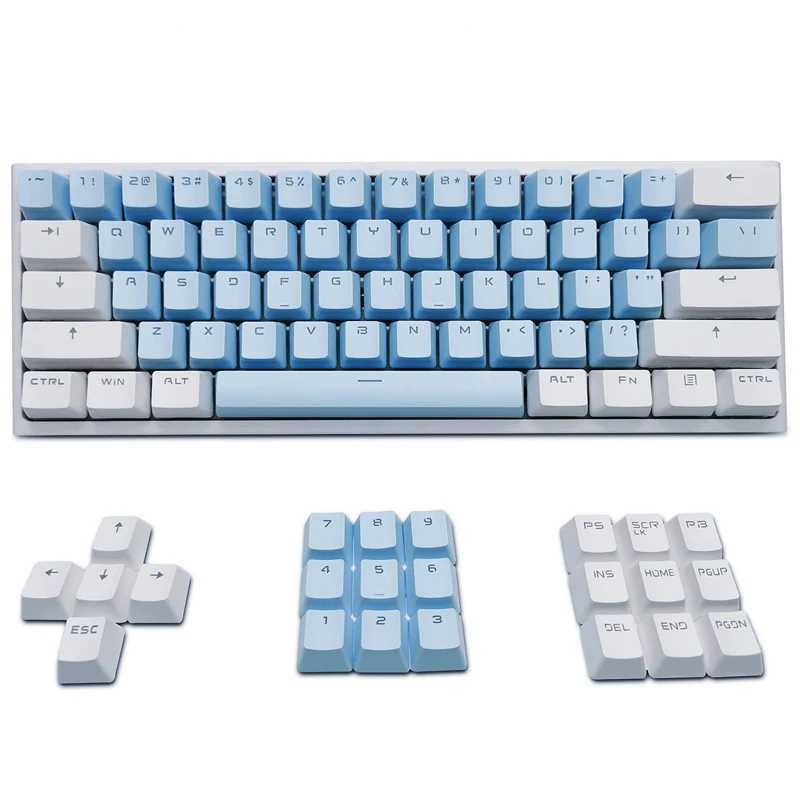 Klawiatury klawiatury 104 Klawisz niebieskie białe klawisze PBT Keycaps OEM podwójne strzały Klawisze Klawisze dla wiśni MX Gateron Switch MECHANICAL KLEYBOOTA YQ240123