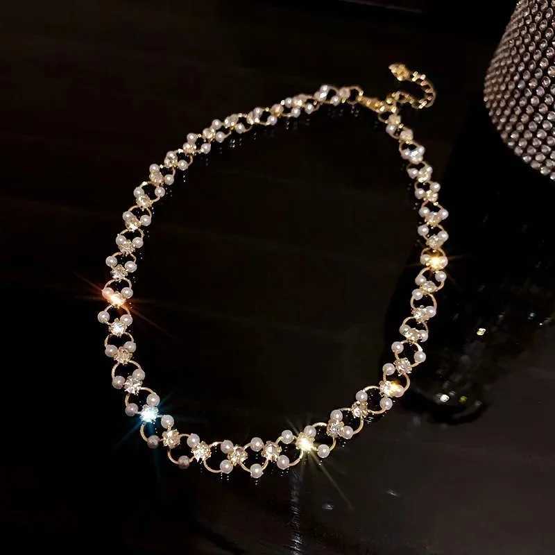 Hänge halsband nya pärlor kvinnors nackkedja kpop pärla choker halsband guld färg goth chocker smycken på nacken hänge 2023 krage för flicka