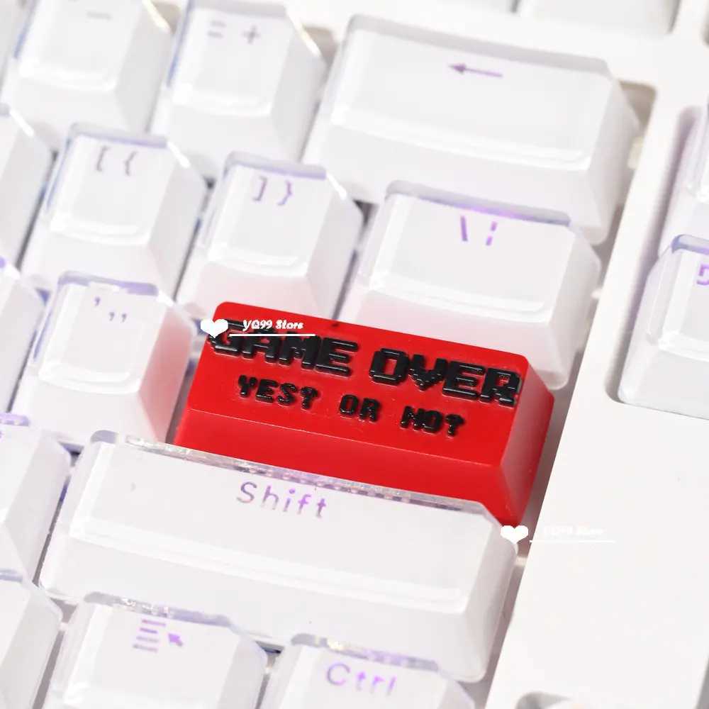 Tangentbordstangenttangentbordsharts Key Cap för Cherry MX Switch Mechanical Keyboard Personality Game Over Game Ange 2.25U KeyCaps Black and Red DIY Key Cap YQ240123