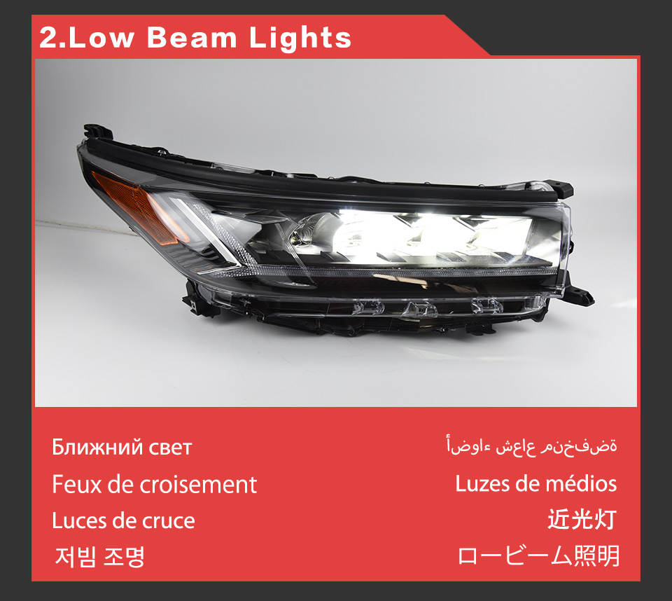 LED LED أثناء النهار ، قم بتشغيل رأس الإشارة إلى Toyota Highlander Car Headlight 2018-2021 High Beam Projector Lens