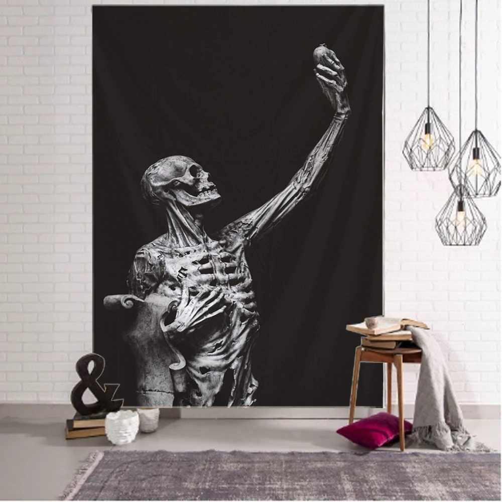 Tapisserier Skull Series Tapestry Art Filte Curtain Hanging at Home Bedroom Living Room Decoration