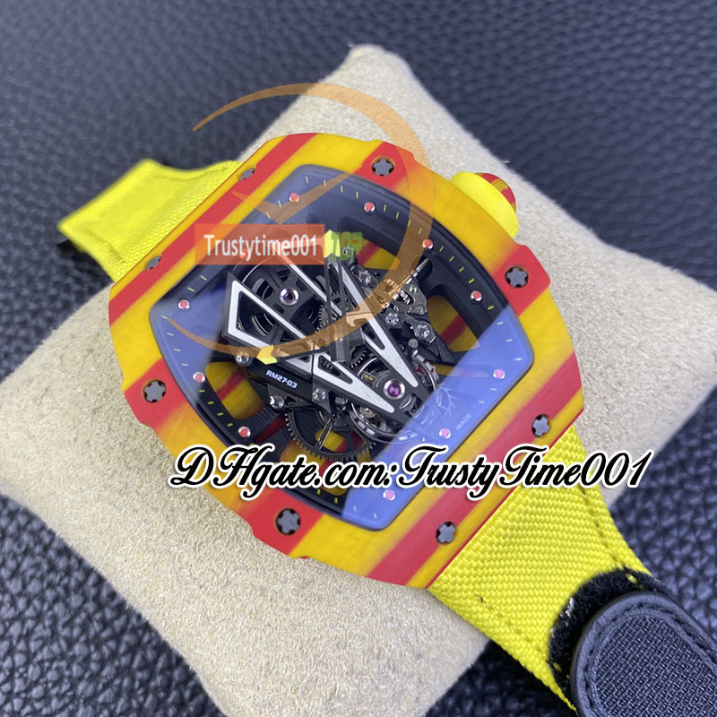 BBR 27-03 Real Tourbillon Ręka kręta męska męska zegarek Red Black Ntpt Quartz Fibre Cuter Cuter Dial Czarny Nylon Pasek Super Edition Sport Trustime001 Watches