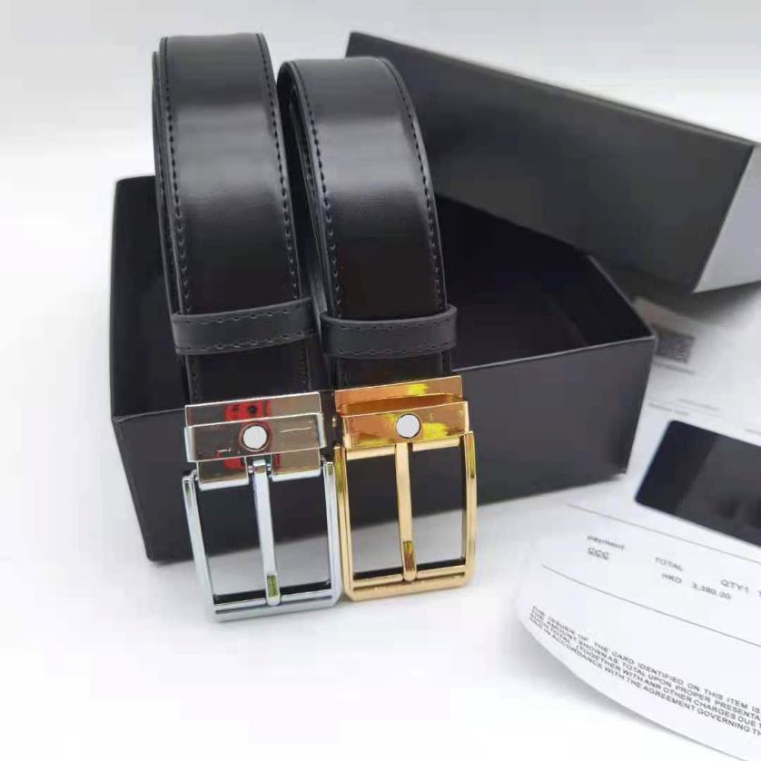 Cinturón reversible de cuero genuino para hombre Cinturones de vestir casuales clásicos con hebilla de punta que incluye Box257e