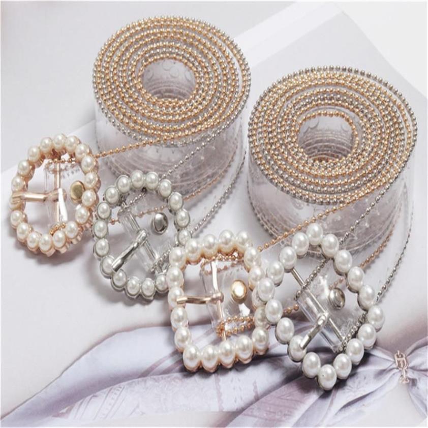 Pasy moda przezroczysty pasek pasa dla kobiet 2021 przezroczysty biały perłowa perł