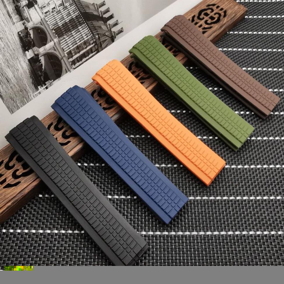 21mm Black Brown Blue Orange Green Silicone Rubber Watch Strap fit Pii P strap196j