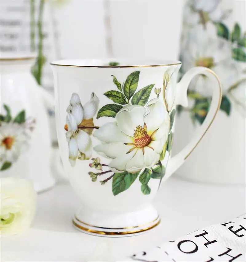 Gobelets 300ML porcelaine drôle tasses à café porcelaine peinture florale vintage campagne tasses à expresso verres taza tasse à thé art