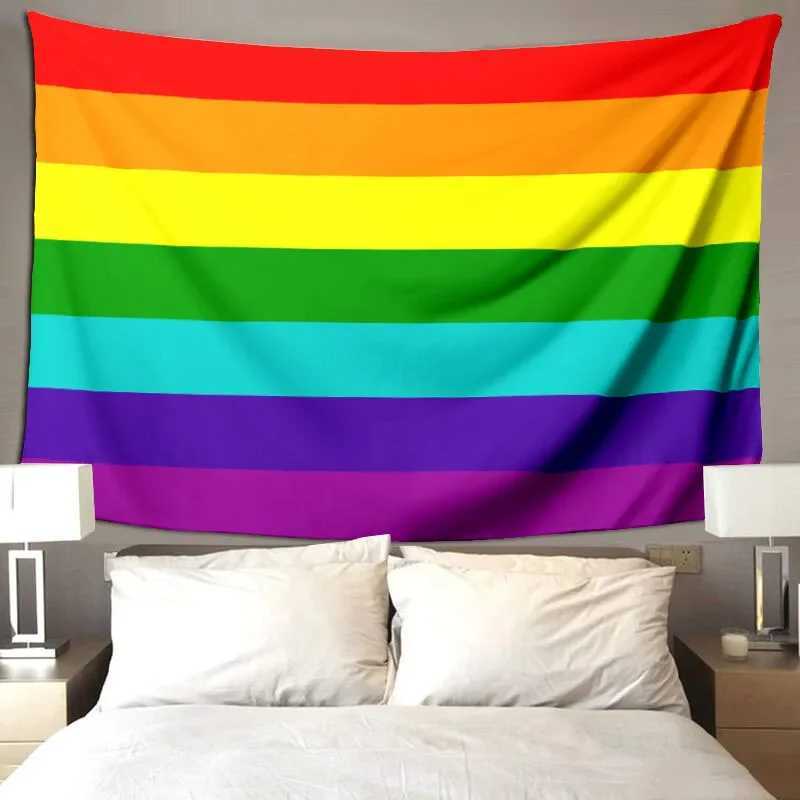 Tapestries Rainbow LGBT Pride Love Lesbian Tapestry Gothic Girl Gay Wall Curtain Couch Cover Hanging Home DecorationL240123