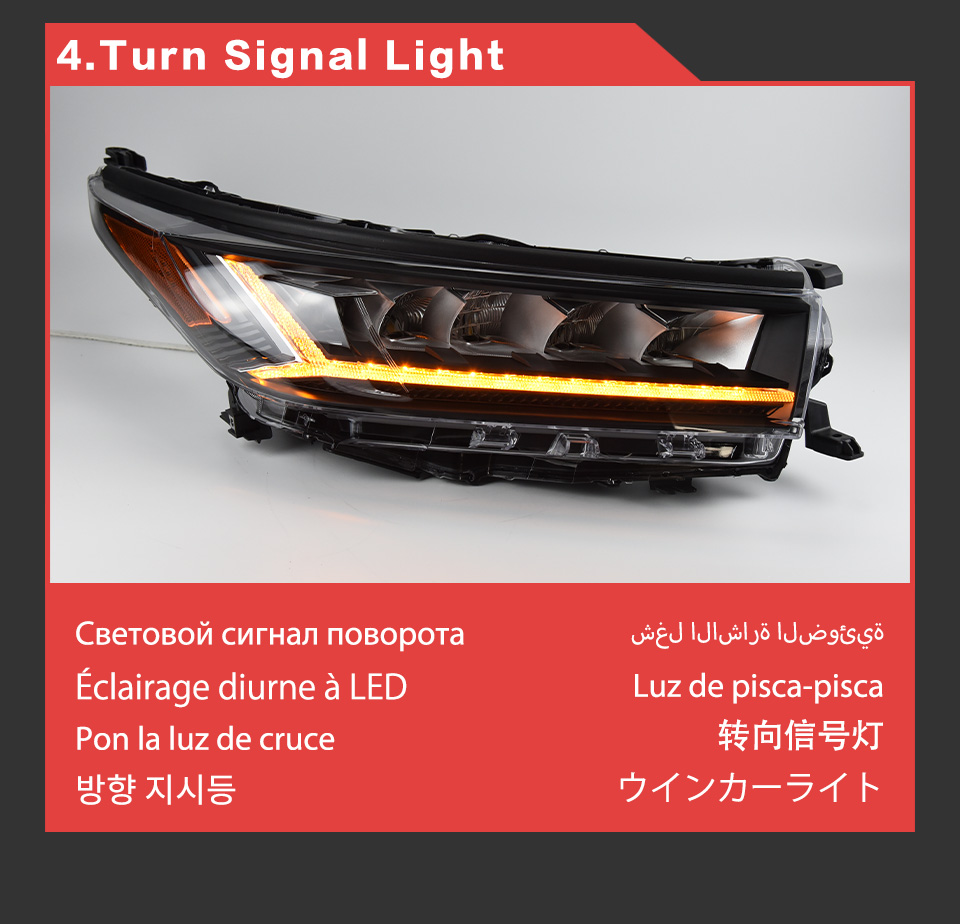 Luz principal do sinal de volta do diodo emissor de luz da circulação diurna para a lente alta do projetor do farol do carro de toyota highlander 2018-2021