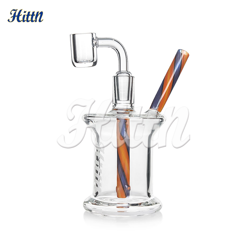 Hittn 5,5 Zoll Mini Dab Rig Rig Flast Glas Bong American Color Rauchwasserleitung mit 14mm Quarz Bangerzubehör gemischtes Farben 2024 Neu