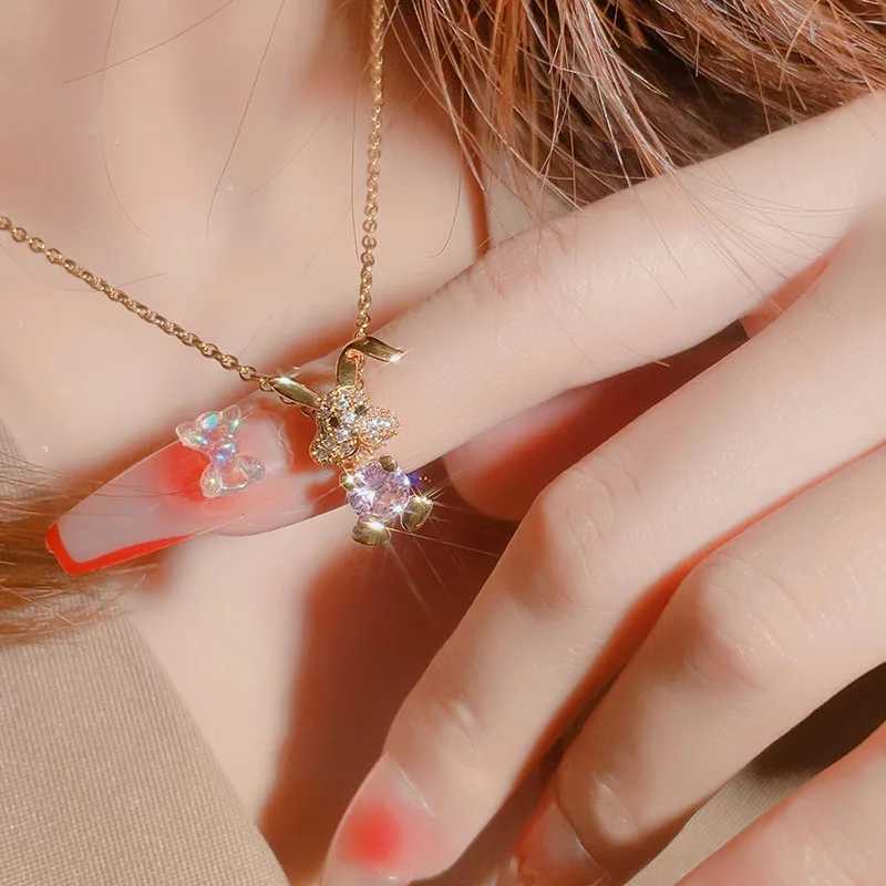 Pendant Necklaces Ocean Korean Style Pink Kawaii Bear Heart Butterfly Bunny Necklace Jewelry for Women Fashion Accessories Gift 