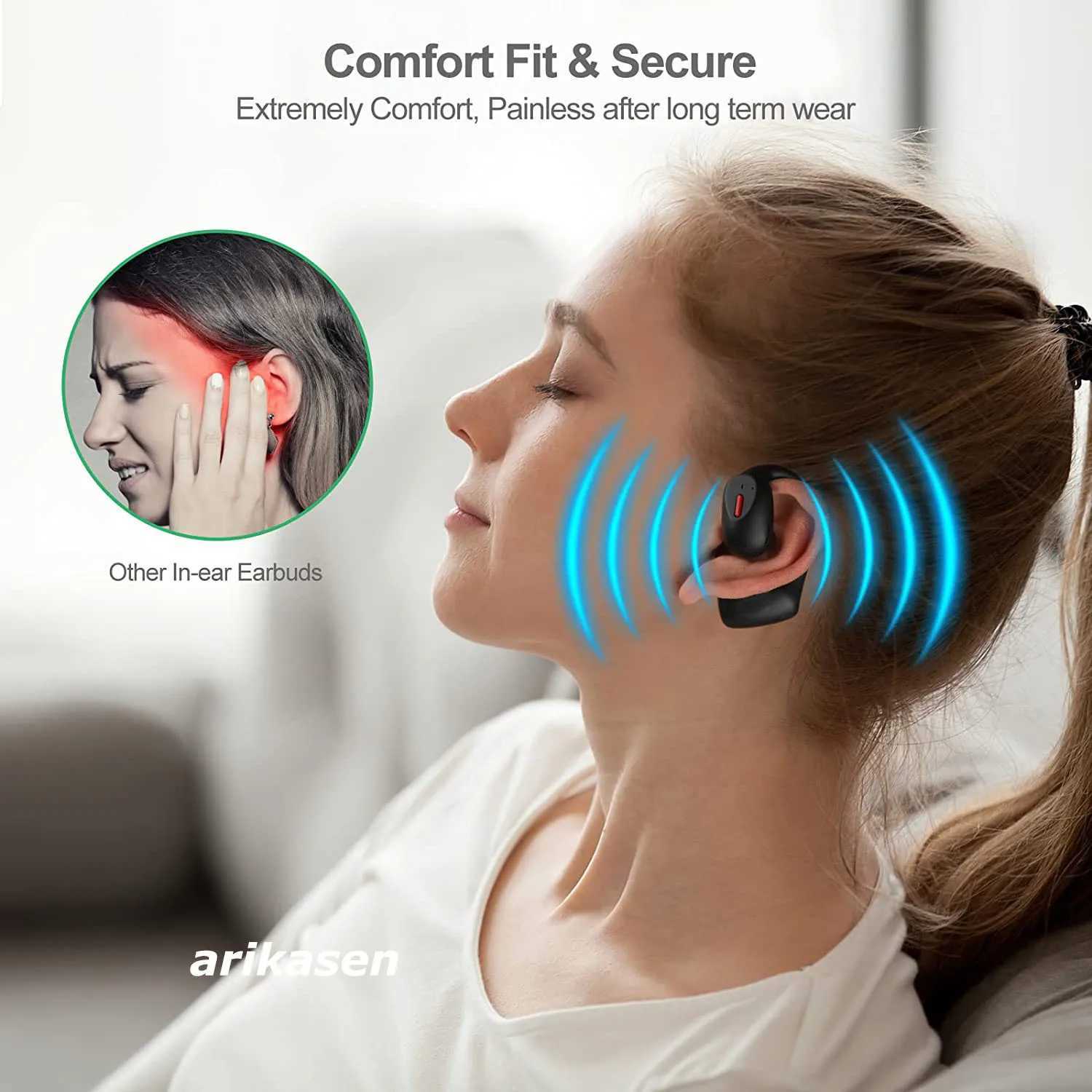 Fones de ouvido de telefone celular Bluetooth Fones de ouvido abertos TWS Fones de ouvido esportivos sem fio HiFi estéreo à prova d'água Fones de ouvido de redução de ruído com estojo de carregamento J240123