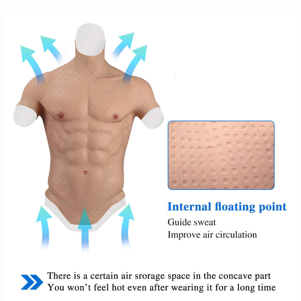 Аксессуары для костюмов, реалистичный силиконовый костюм с искусственными мышцами, мужской костюм на половину тела с реалистичной текстурой кожи, для косплея, карнавальный костюм, реквизит