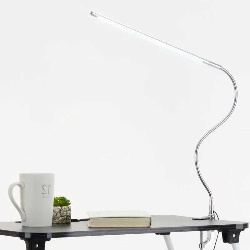 Lampes de bureau LED pince pliante lampe de bureau Protection des yeux bras long en alliage d'aluminium lampe de Table pince sur la lumière pour lit lecture travail et ordinateur YQ240123