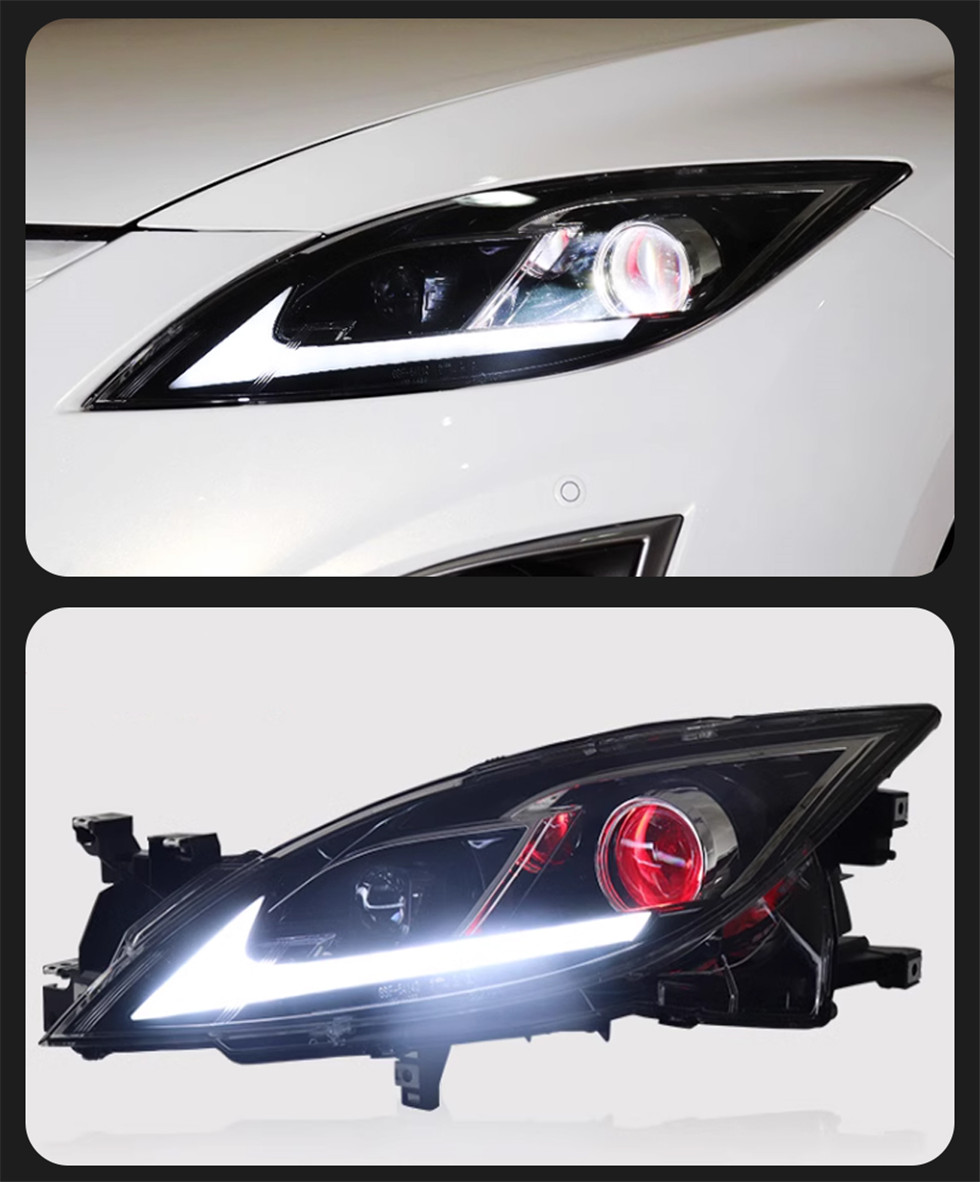 LED-strålkastare för Mazda 6 Atenza Strålkastare 2009-20 16 Angel Eye BI LED Signal Daytime Lights Accessory