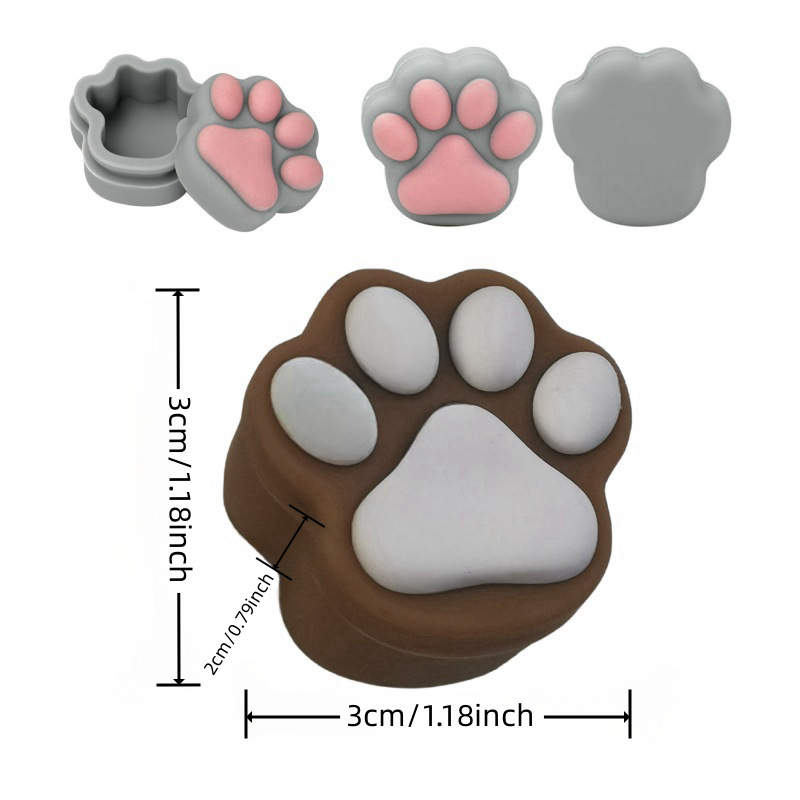 Mini recipientes antiaderentes de cera de pata de gato de 3ML 30 * 30mm Caso Frascos de grau alimentício Caixa de silicone Acessórios para fumar Armazenamento de silicone para óleos de butano lisos Dab Glass Bong Pipe Holder