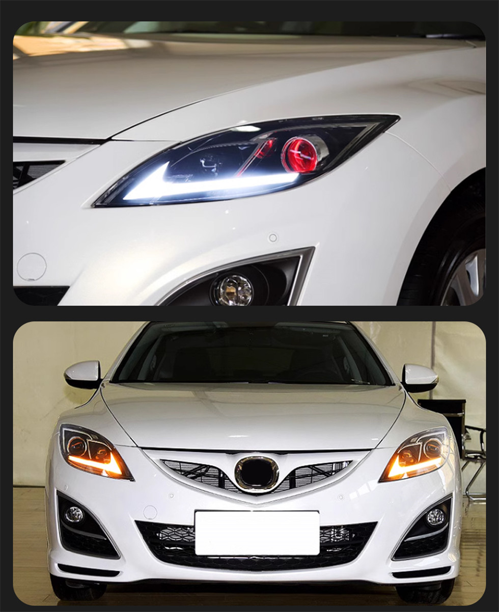 LED-strålkastare för Mazda 6 Atenza Strålkastare 2009-20 16 Angel Eye BI LED Signal Daytime Lights Accessory