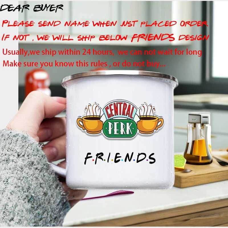 Tuimelaars Gratis Verzending Gepersonaliseerde Naam Central Perk Ontwerp Cup 12 oz Emaille Groothandel Koffiemok Thee Melk Kopjes Dropshipping