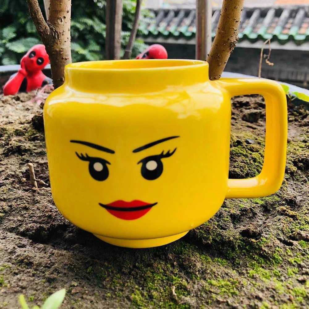 Gobelets 250ml Expression Tasse En Céramique Tête De Figurine Tasse En Céramique Mignon Visage Souriant Tasse À Boire Tasse De Cadeau De Noël Pour Enfants