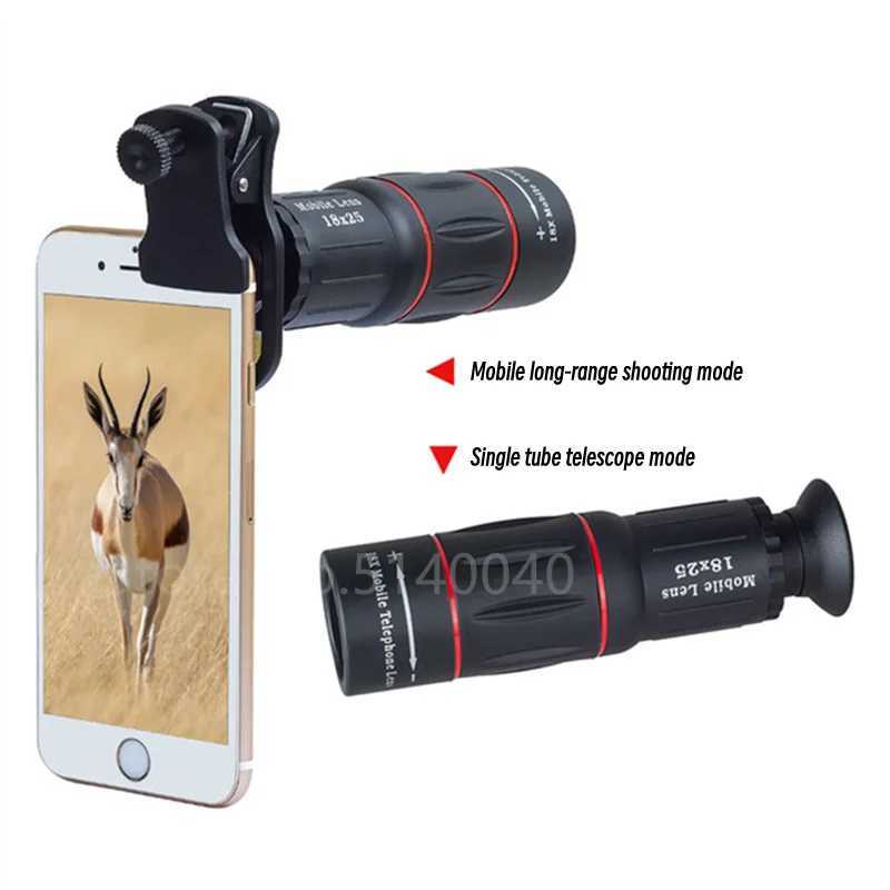 Telescopes 18X25 Monocular Zoom Telephoto Mobile Phone Lens With Tripod For Camping Tourism Portable Spotting Scope Mini Telescope YQ240124