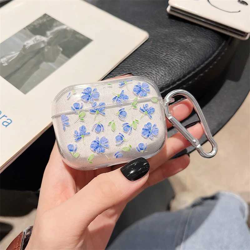 Mobiltelefonfodral Ins Heart Flower Bling Glitter Soft TPU Earphone Fall för AirPods Pro 2nd Generation Air Pods 1 2 3 Cover Accessories Keychain