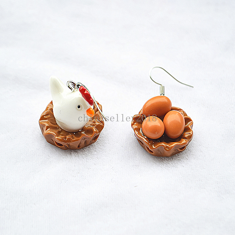 Nuevos pendientes de huevos de gallina de dibujos animados para mujeres y niñas, pendientes colgantes de simulación de huevos de gallina, accesorios de joyería de moda