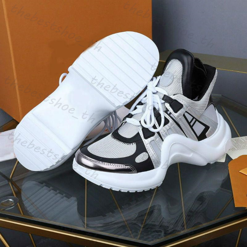 Designer Casual Shoes Arch Sneakers Men Womens Thick Sole Casual Shoes Patchwork Leather Walking Shoes Retro Tennis Training Shoes Lightweight Outdoor Sneakers