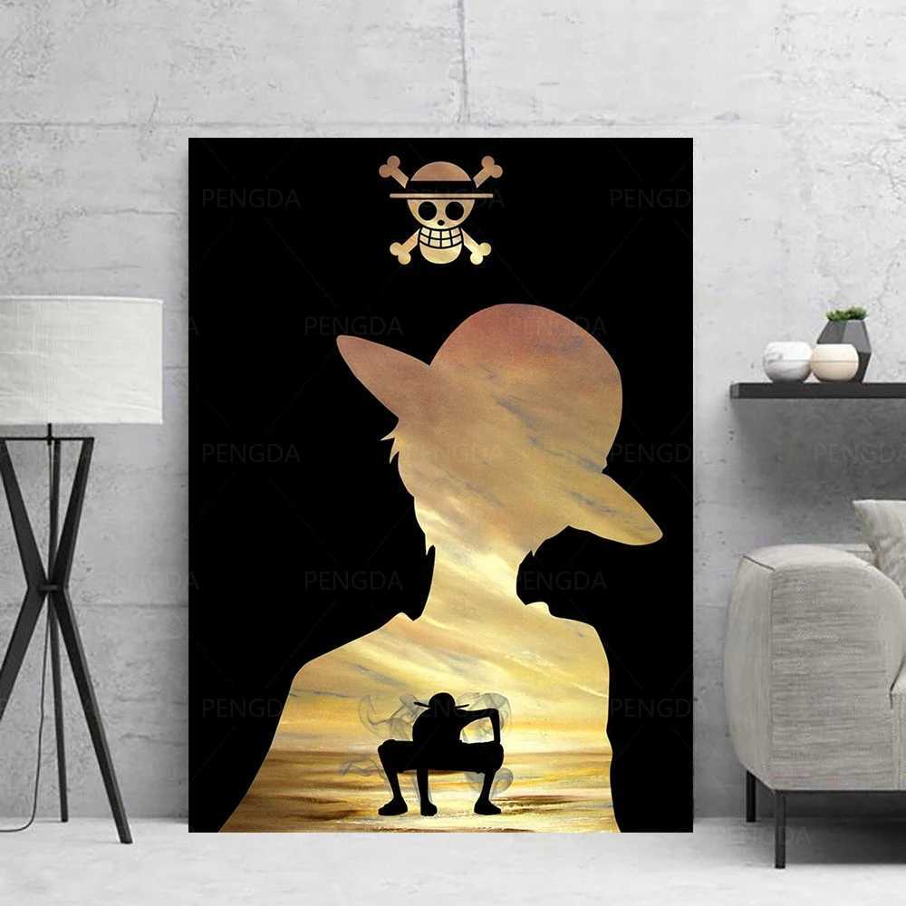 Paintings Wall Art HD Printed Pictures Canvas One Piece Anime Japan Home Decor Modular Painting No Frame Gold Cool Cuadros For Living Room