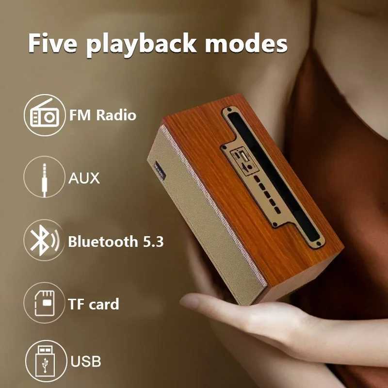 Haut-parleurs portables Caixa de som caisson de basses haut-parleur Bluetooth multifonctionnel en bois TWS système de son à distance sans fil Portable Home cinéma Radio FM YQ240124