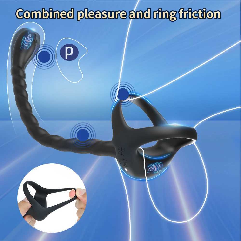 Wibratory Pierścień Pierścień Prostaty prostaty dla mężczyzn aplikacja bezprzewodowa 10 tryb masaż masaż anal tyłek penis pierścień męski masturbator 18