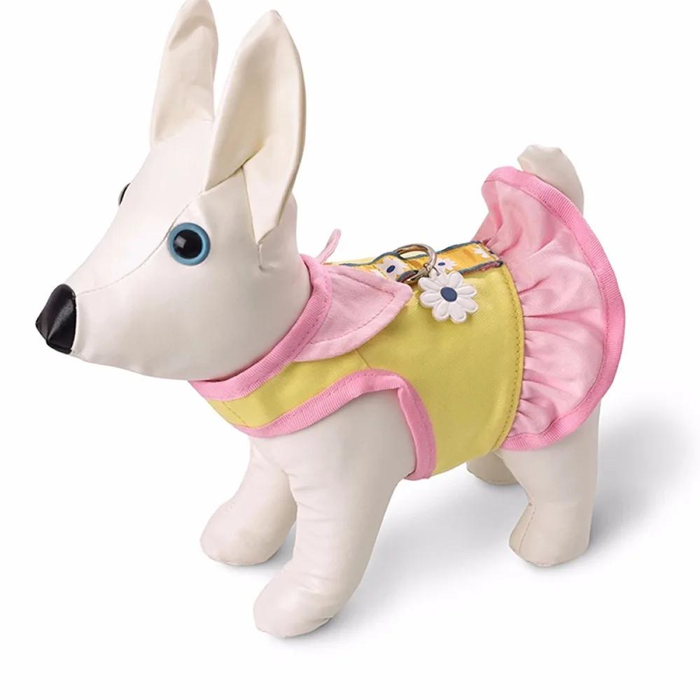 Pettorine Simpatico fiore rosa Cammina fuori Pettorina cani Morbido cotone Vestiti cani Vestito cani Gilet cani Cucciolo che cammina Chihuahua Collare pettorina animali domestici