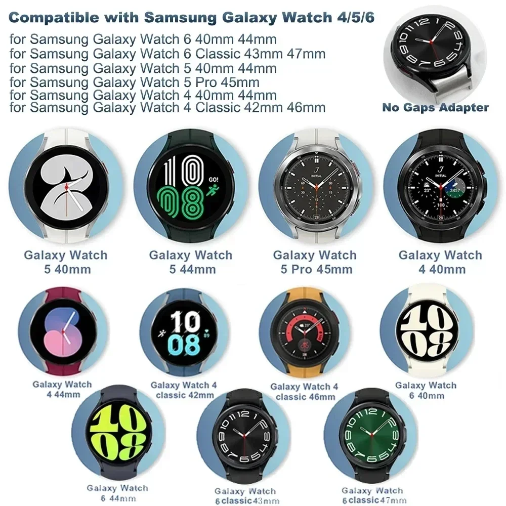 Samsung Galaxy Watch 6 5 4 Classic 43mm 47mm 40mm 44mm 44mm 5pro 45mmストラップ用クイックフィットステンレス鋼ストラップ